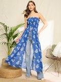Berrylush Women Floral Print Tube Longline Top