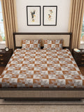 Myntra Elegant Homes Cream-Coloured & Brown Ethnic Motifs 400 TC King Bedsheet with 2 Pillow Covers