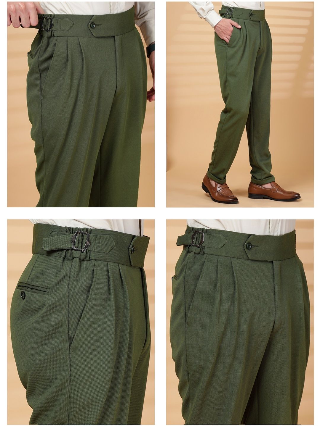 KLOTTHE Lelaki Olive Lycra Seluar Formal Formal