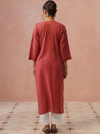 Rumah Wanita Chikankari Berhias Benang Kerja Chanderi Sutera Kurta