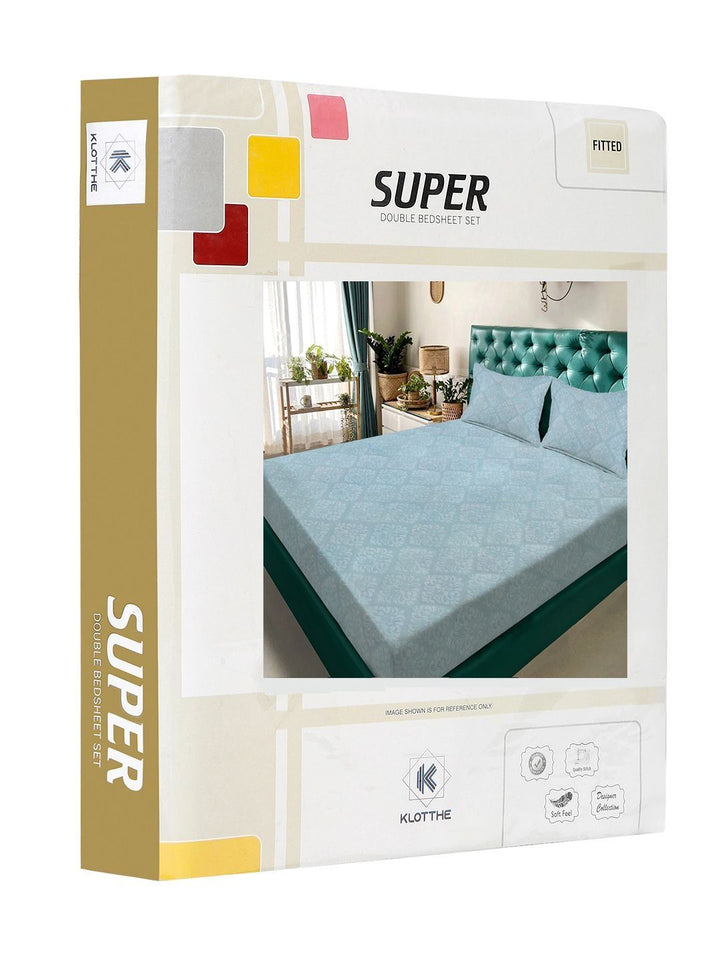 KLOTTHE Sky Blue Timbul Dilengkapi 300 TC Cadar King & 2 Sarung Bantal- 2.5 m x 2.25 m