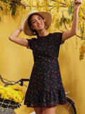 Quiero Women Floral Dicetak leher bulat a-line