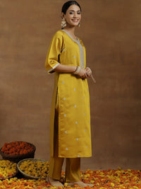 Gerua By Libas Women Floral Embroidered Regular Sequinned Kurta with Trousers & With Dupatta