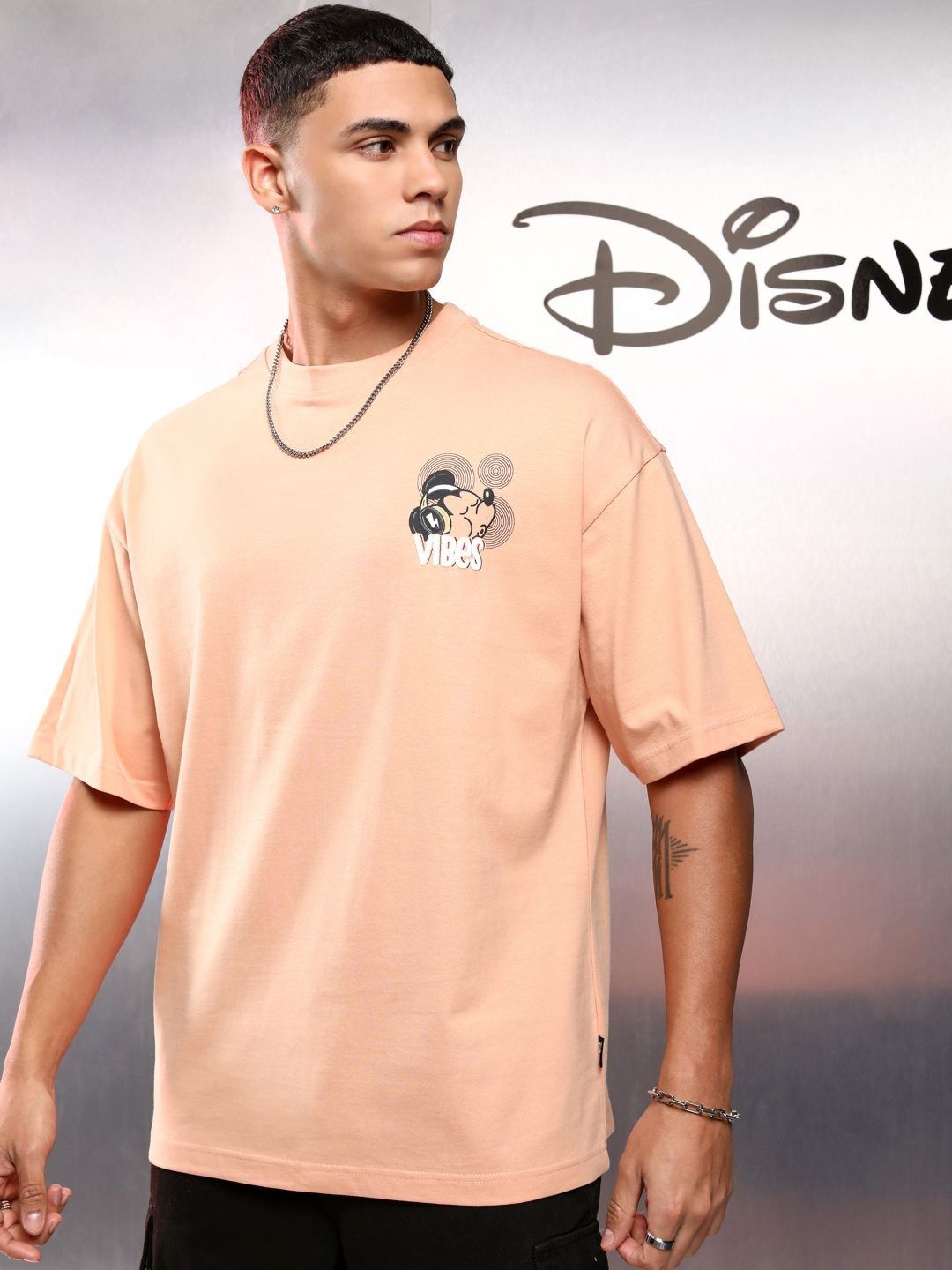 HIGHLANDER Disney Men Mickey Mouse Short Sleeve Oversized Drop Shoulder Tshirt