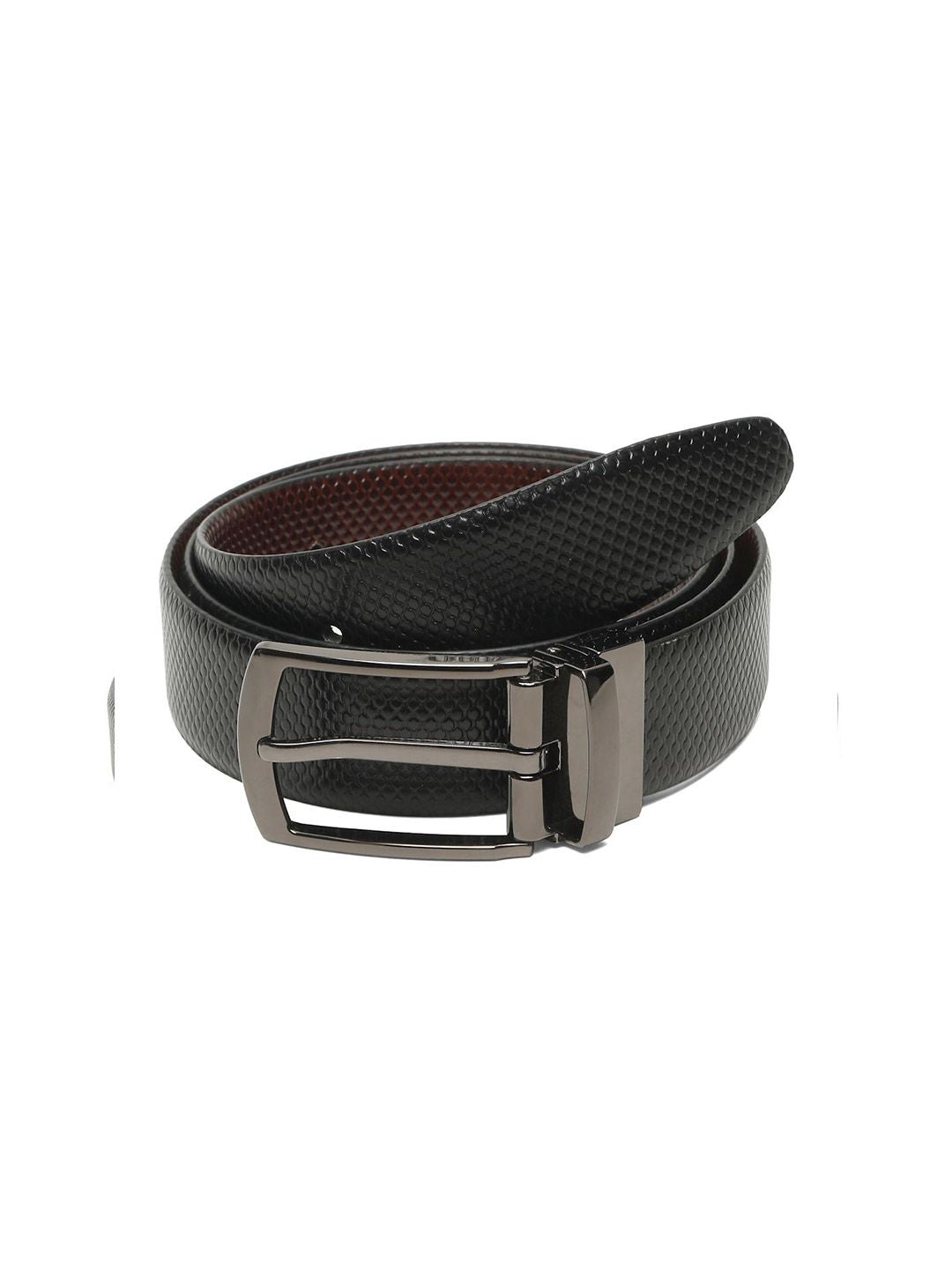 Teakwood Leathers Men Textured Leather Reversible Formal Belt