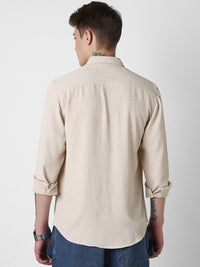 VASTRADO Men Classic Cutaway Collar Textured Slim Fit Casual Shirt