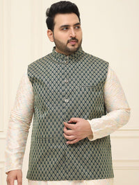 SOJANYA PLUS Men Printed Nehru Plus Size Jacket