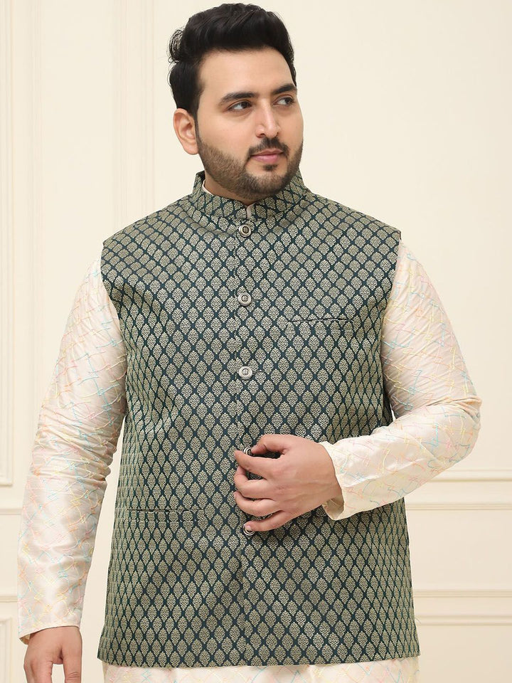 SOJANYA PLUS Men Printed Nehru Plus Size Jacket