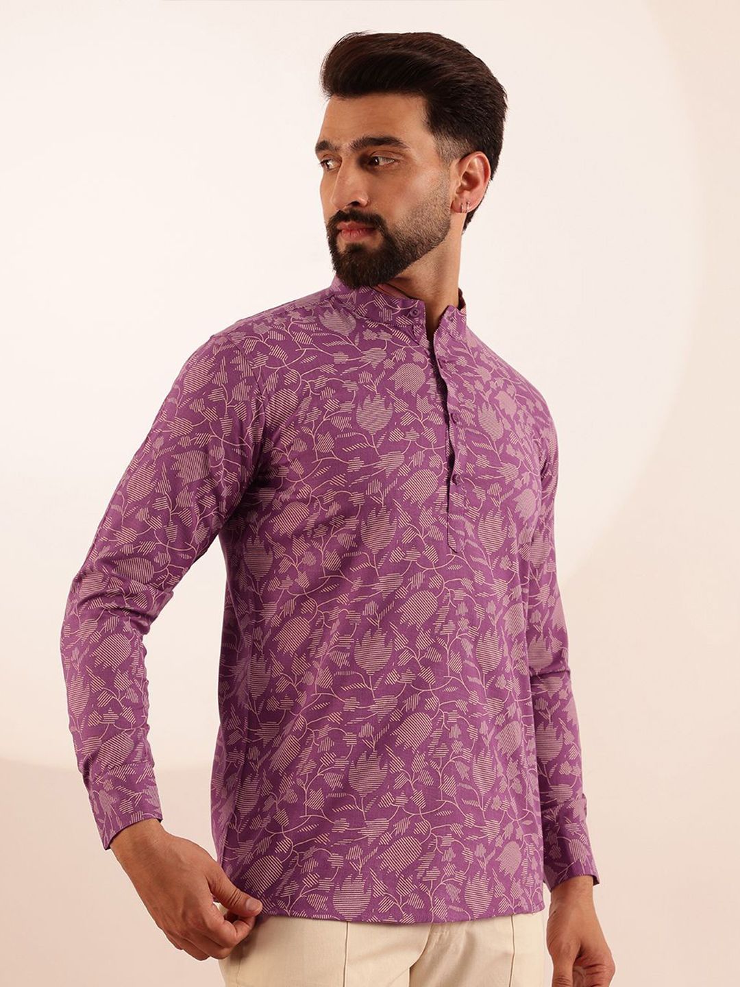 Anouk Men Floral Printed Mandarin Collar Kurta