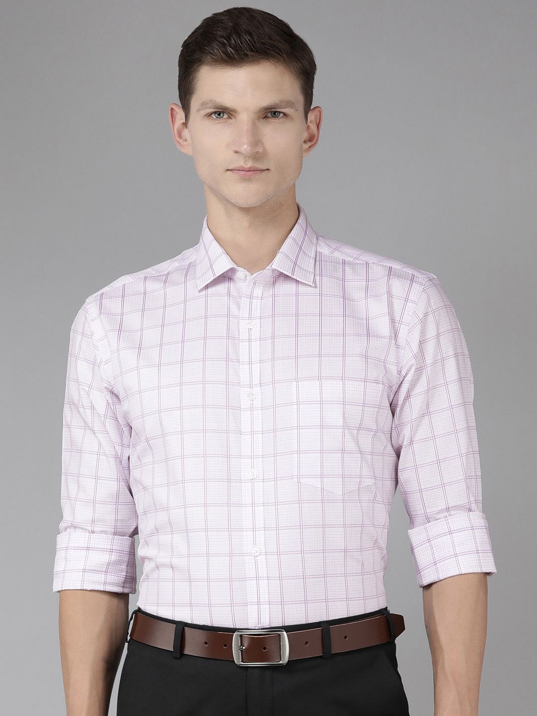 Park Avenue Men Pure Cotton Slim Fit Checked Formal Shirt