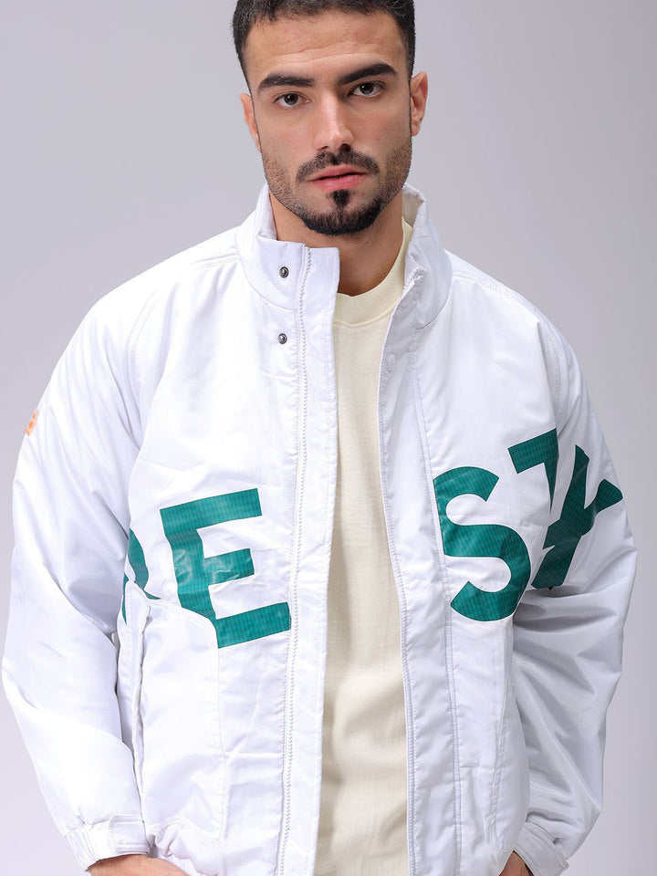 The Indian Garage Co Men Lightweight Puffer Jacket with Patchwork