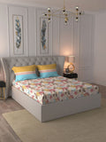 MYTRIDENT Firefly Red Dusk & Dawn Flat 144TC Queen Cotton Bedsheet Set