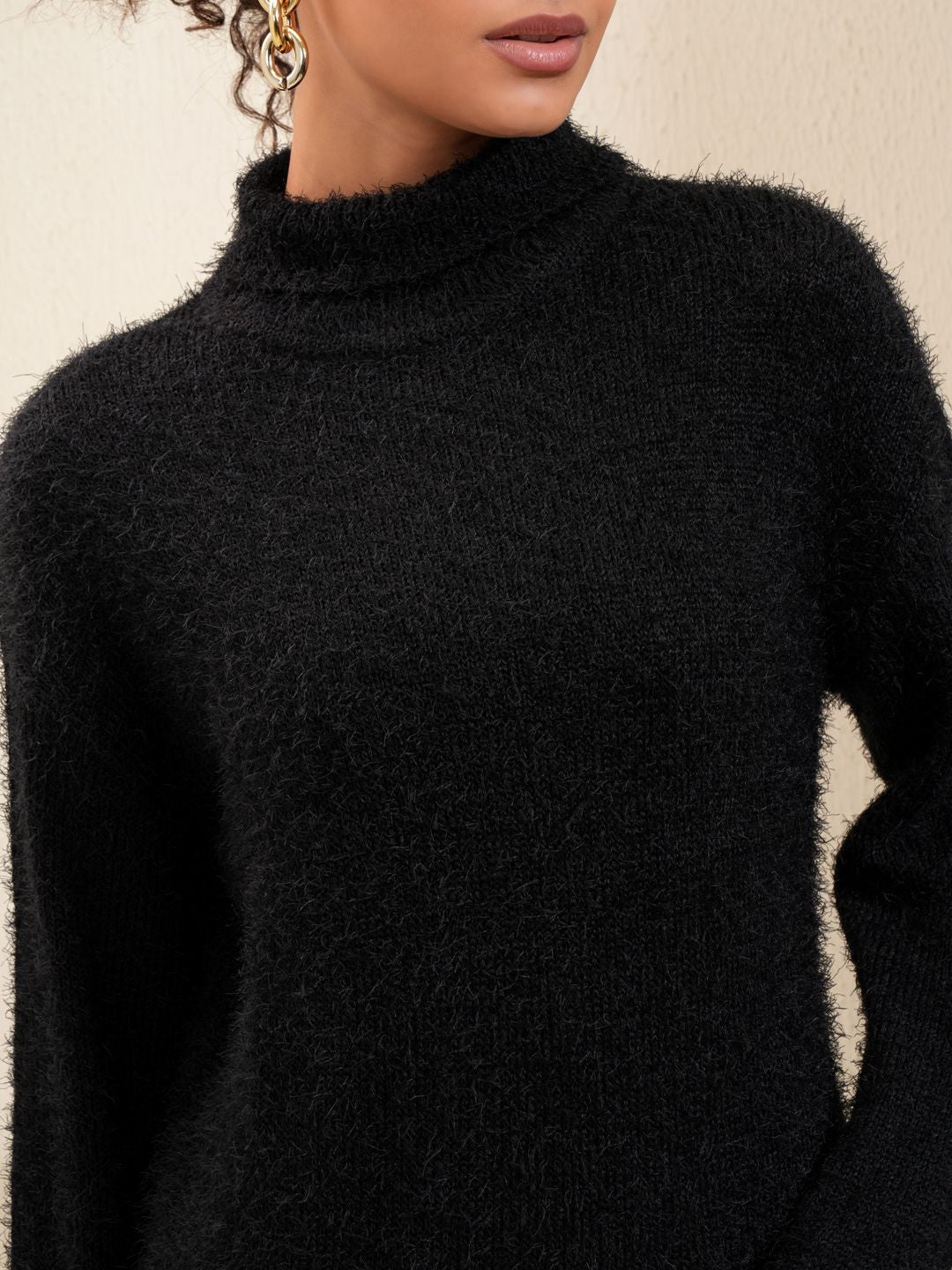 Tokyo Talkies Women Pullover with Fuzzy Detail