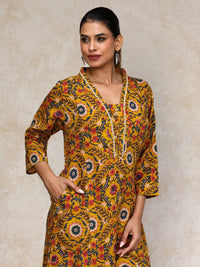 Varanga Floral Printed Cotton V-Neck A-Line Kurta