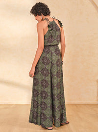 Global Desi Women Halter Neck Printed Basic Jumpsuit