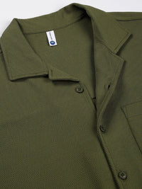 Thomas Scott Men Premium Cuban Collar Textured Cotton Casual Shirt