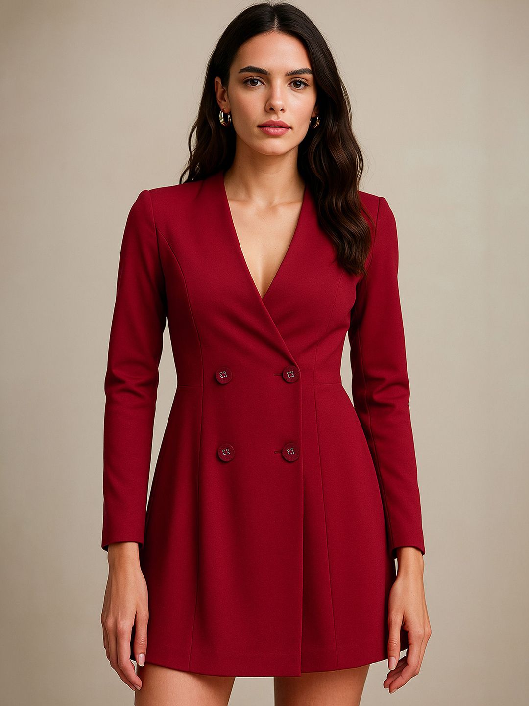 Sassafras wanita v-neck mini blazer gaun