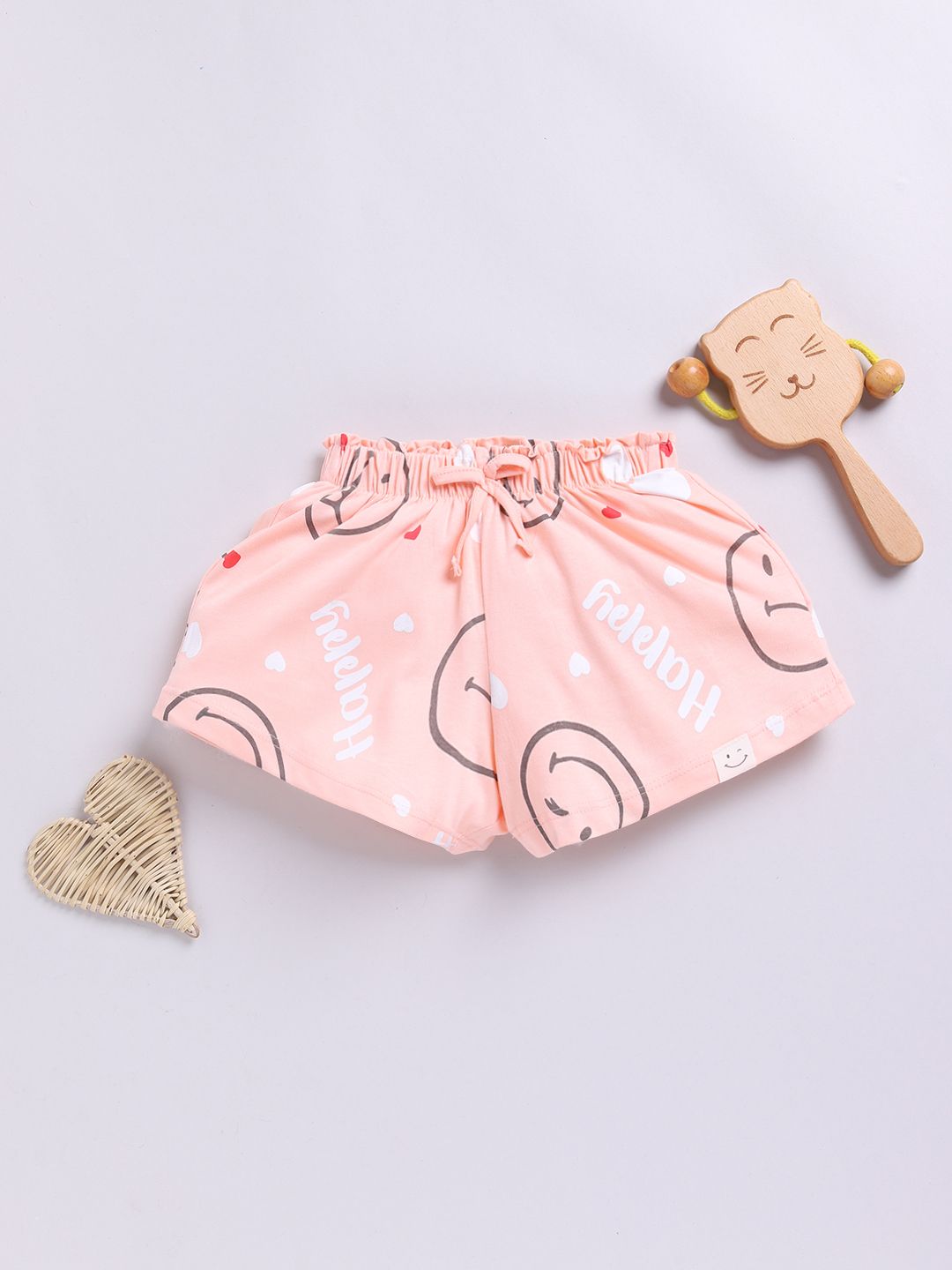 Happy Faces Girls Conversational Printed Pure Cotton Shorts