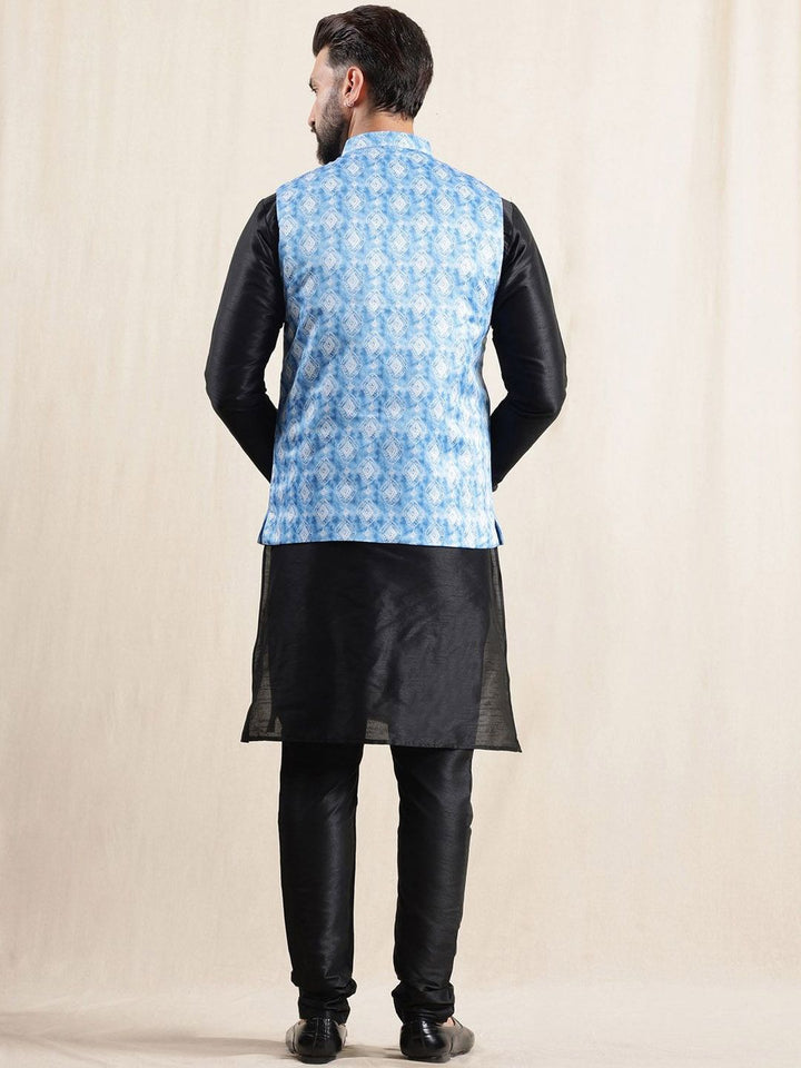 Anouk Mandarin Collar Straight Kurta With Pyjamas & Nehru Jacket