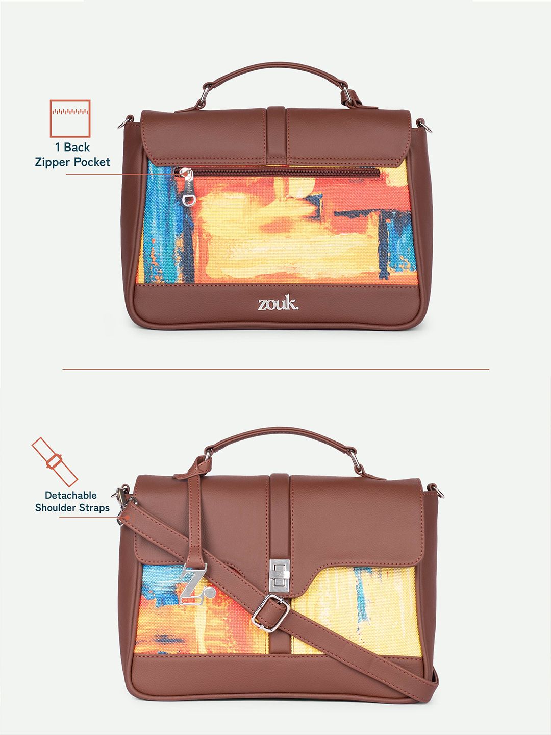 ZOUK Abstract Amaze  Printed Structured Satchel