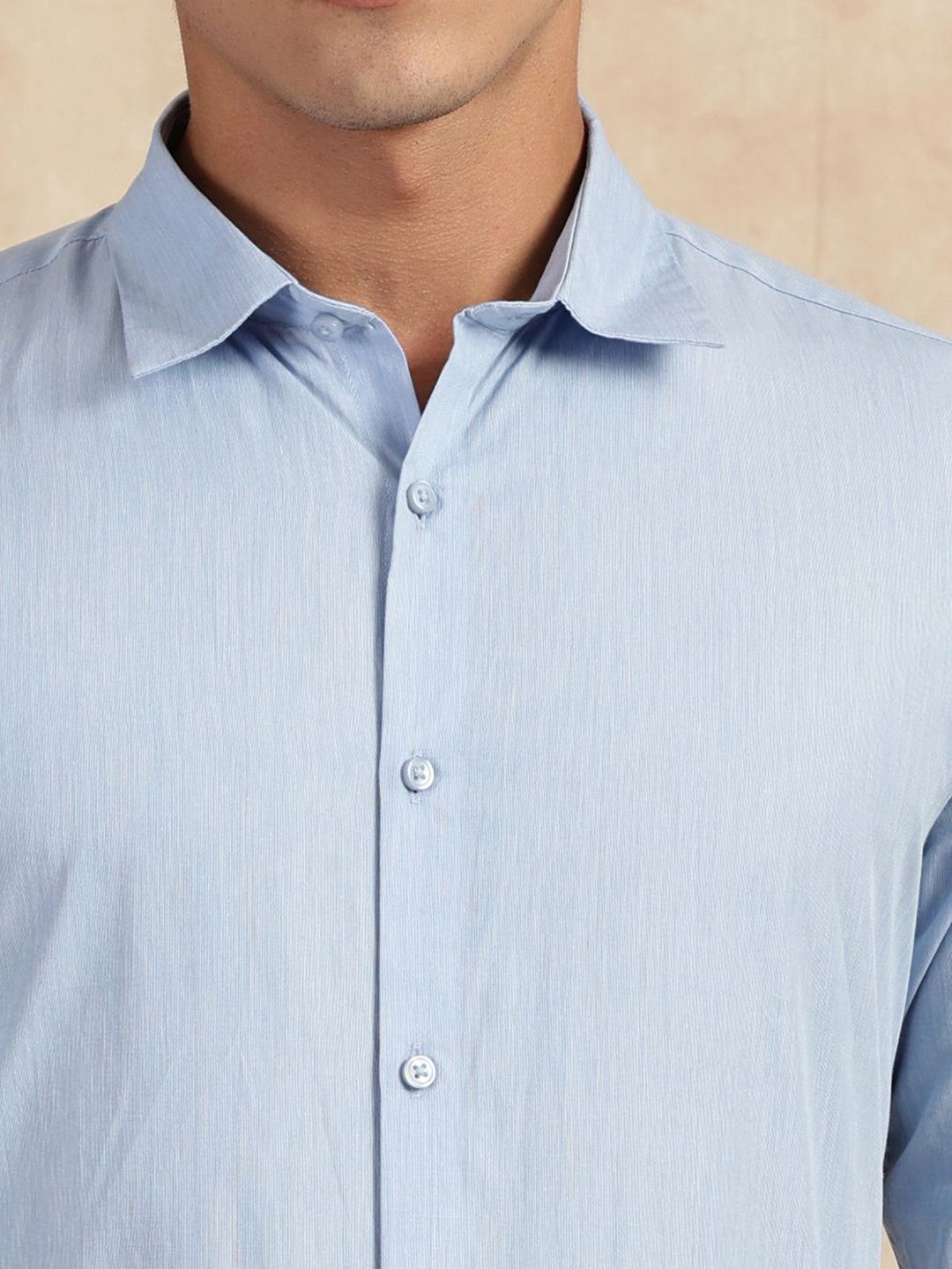 Thomas Scott Men Classic Slim Fit Solid Spread Collar Pure Cotton Formal Shirt