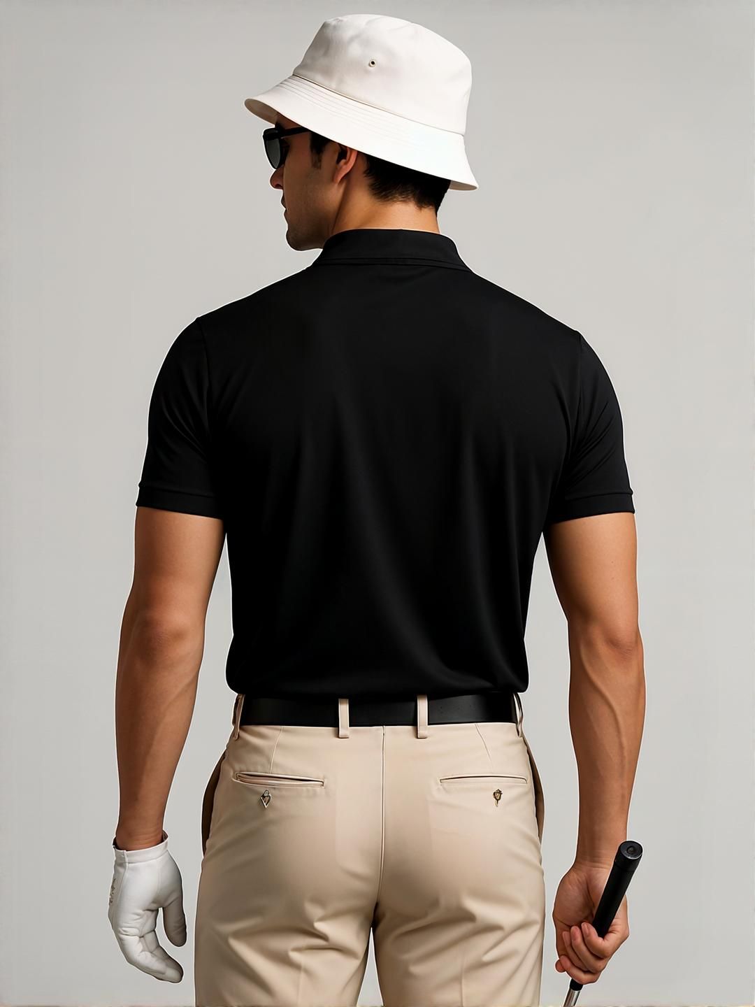 ADRO Men Black Cotton Tshirts
