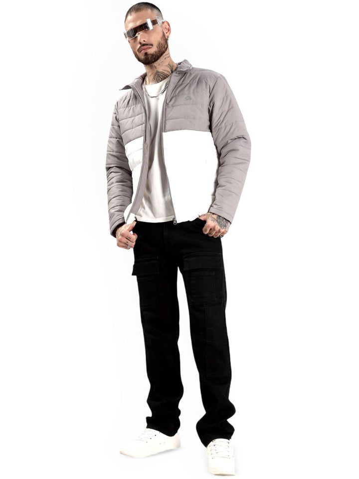 ADRO Men Colourblocked Windcheater Bomber dengan Jaket Patchwork