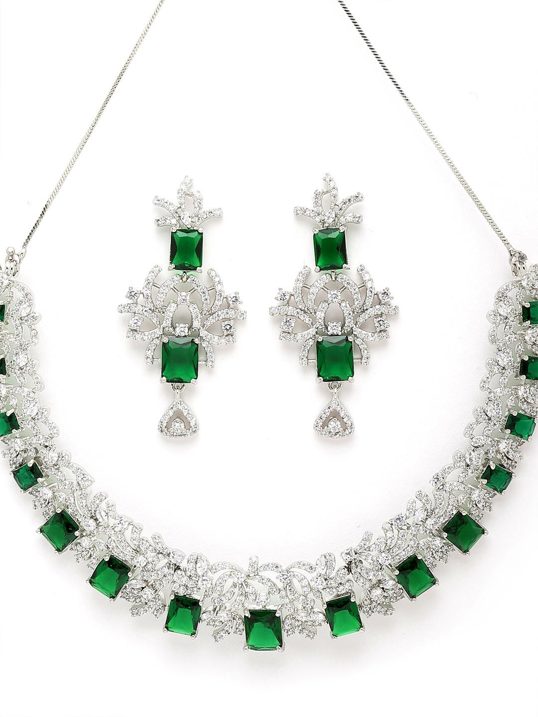 Set Perhiasan Stone Stone Stone Stone yang berlapis Perak Karatcart