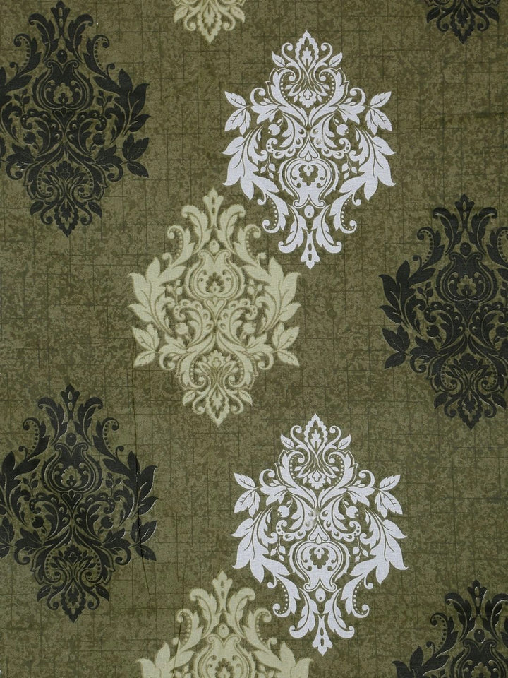 Myntra Elegant Homes Hijau Zaitun & Bunga Putih 400 TC Cadar Single dengan 1 Sarung Bantal
