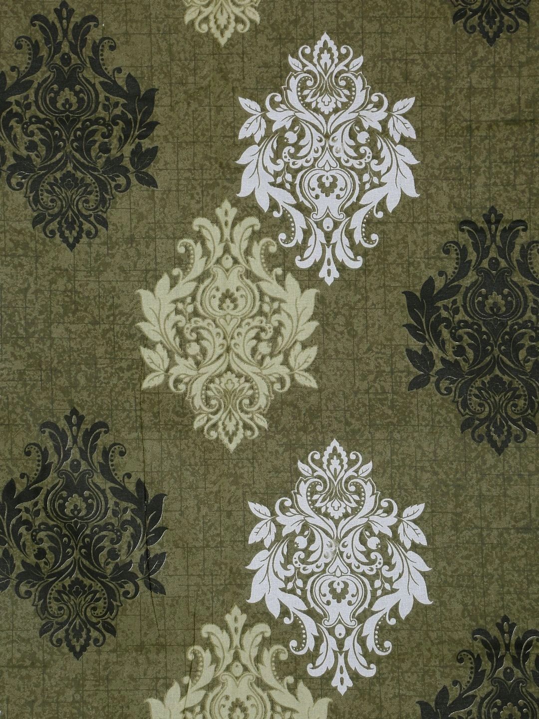 Myntra Elegant Homes Hijau Zaitun & Bunga Putih 400 TC Cadar Single dengan 1 Sarung Bantal