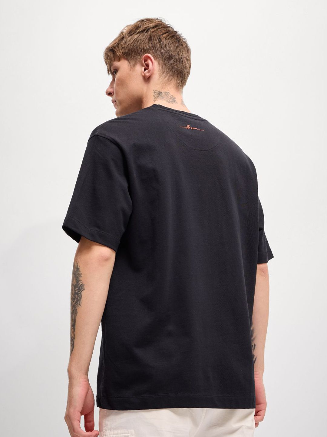 THE BEAR HOUSE Men Graphic Printed Round Neck Cotton Oversized T-shirt