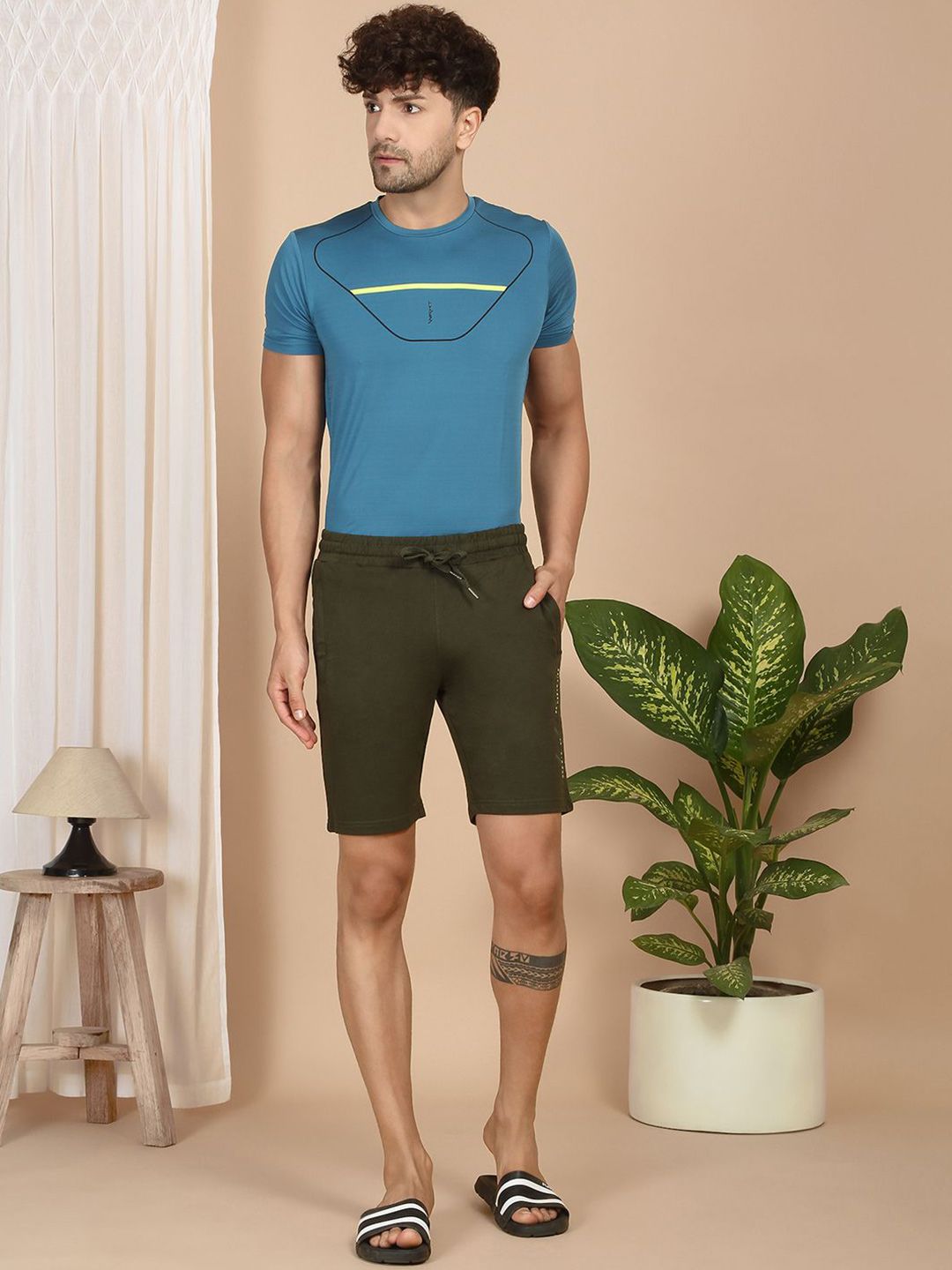 Sweet Dreams Men Cotton Mid-Rise Lounge Shorts