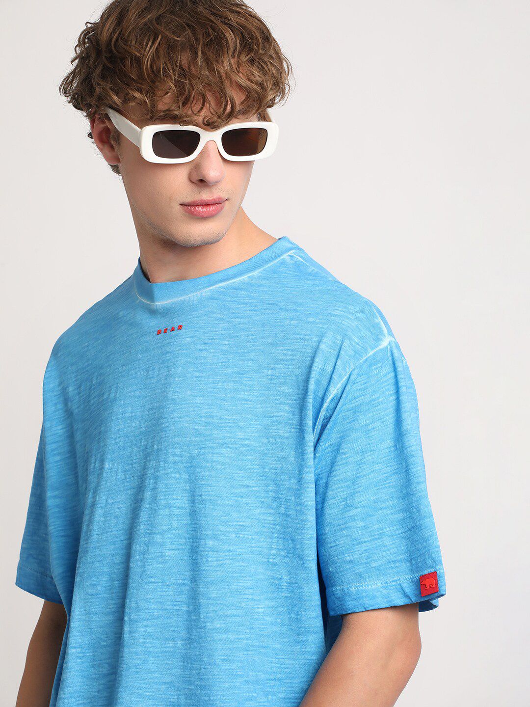 THE BEAR HOUSE Round Neck Drop-Shoulder Pure Cotton Baggy T-shirt
