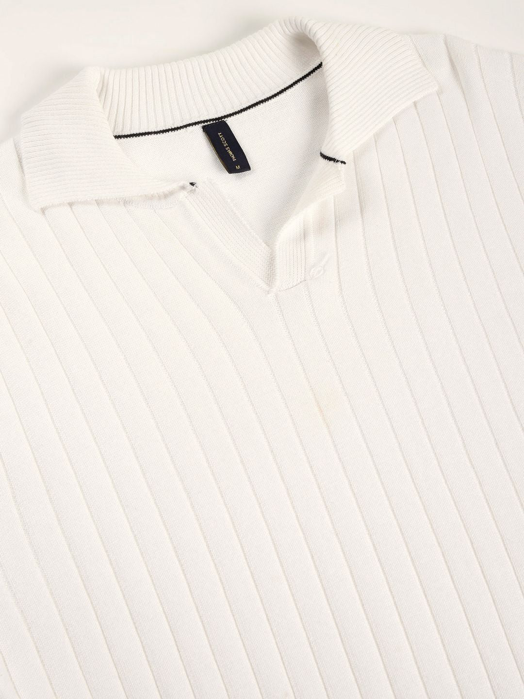 Thomas Scott Men Bio Finish Self Design Polo Collar Cotton T-shirt