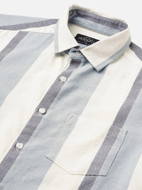 VASTRADO Men Slim Fit Vertical Striped Spread Collar Cotton Casual Shirt
