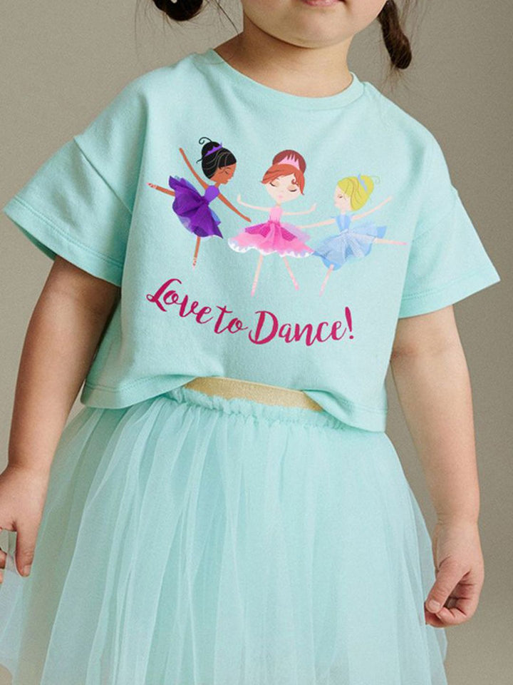 YK Girls Printed T-shirt With Skirt