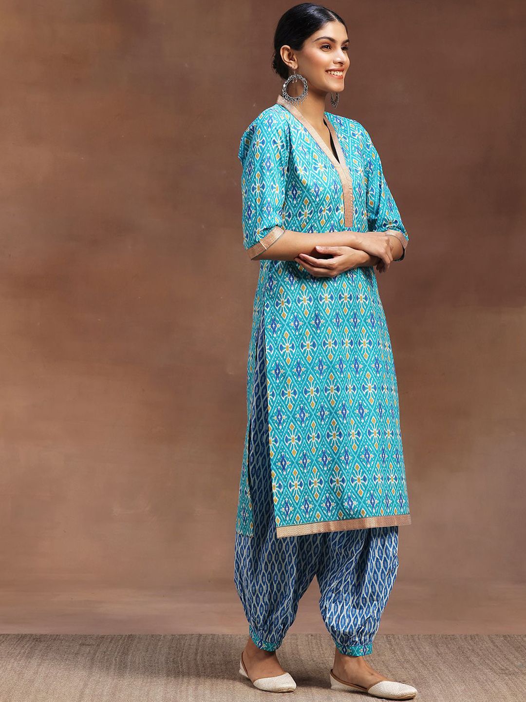 Libas Ethnic Motifs Printed Gotta Patti Pure Cotton Kurta with Salwar & Dupatta