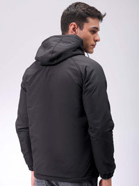 The Indian Garage Co Men Hooded Solid Puffer Utility Jacket