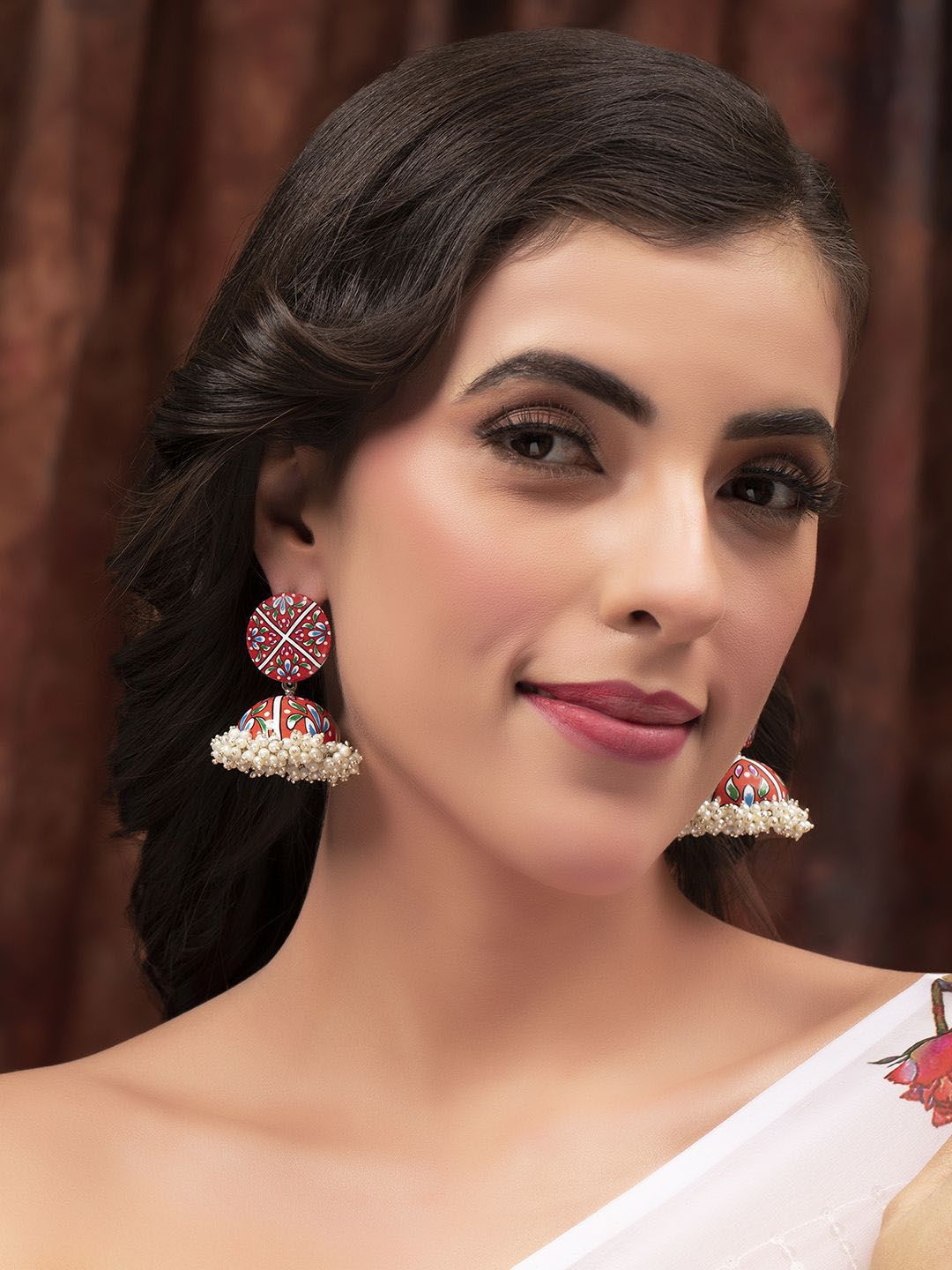 Anouk Gold-Plated Pearls Studded Jhumka Earrings