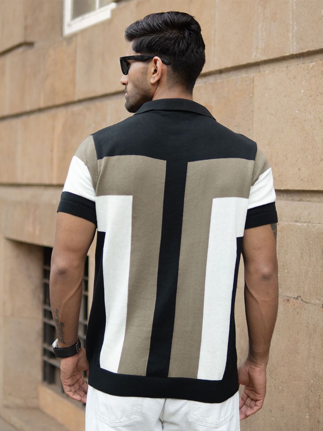 Powerlook Men Striped Polo Collar T-shirt