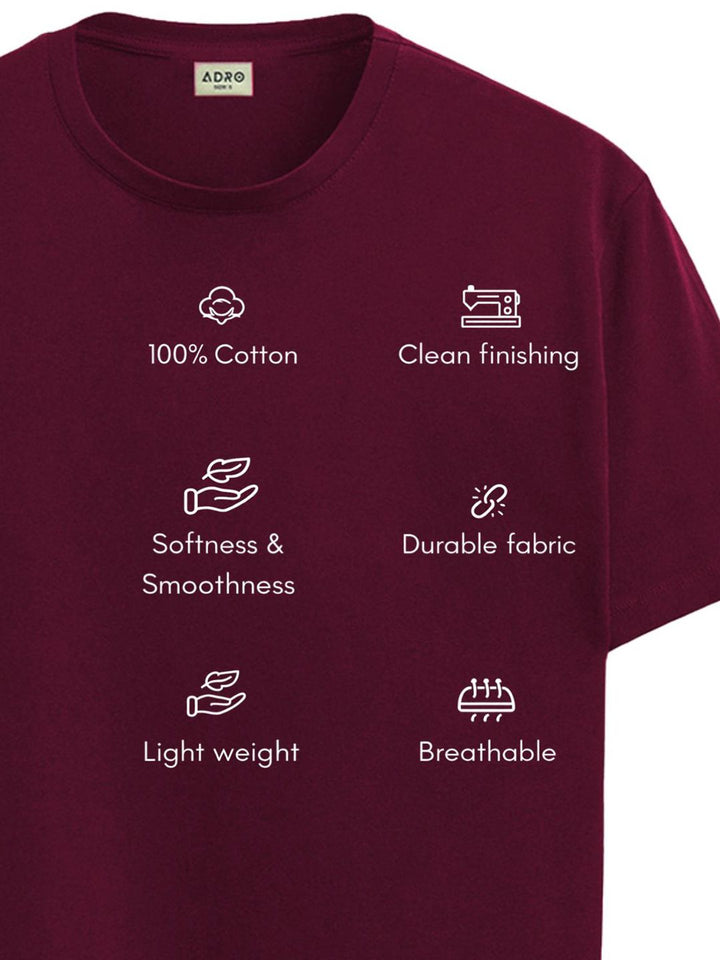 ADRO Typography Printed Round Neck Short Sleeves Regular Fit Pure Cotton T-shirt
