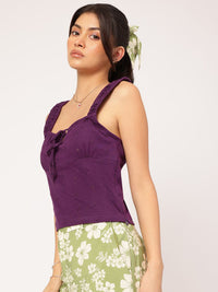 DressBerry Schiffli Love Embroidered Tie-Up Top