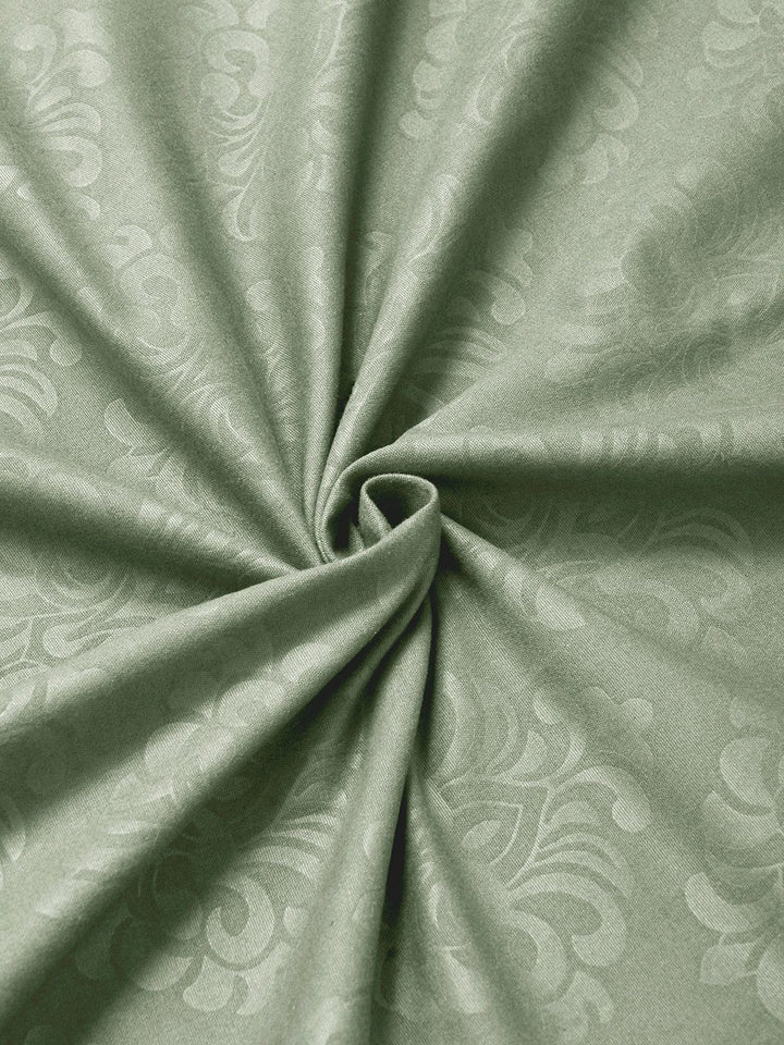 KLOTTHE Green Embossed Fitted 300 TC King Bedsheet With 2 Pillow Covers- 2.5 m x 2.25 m