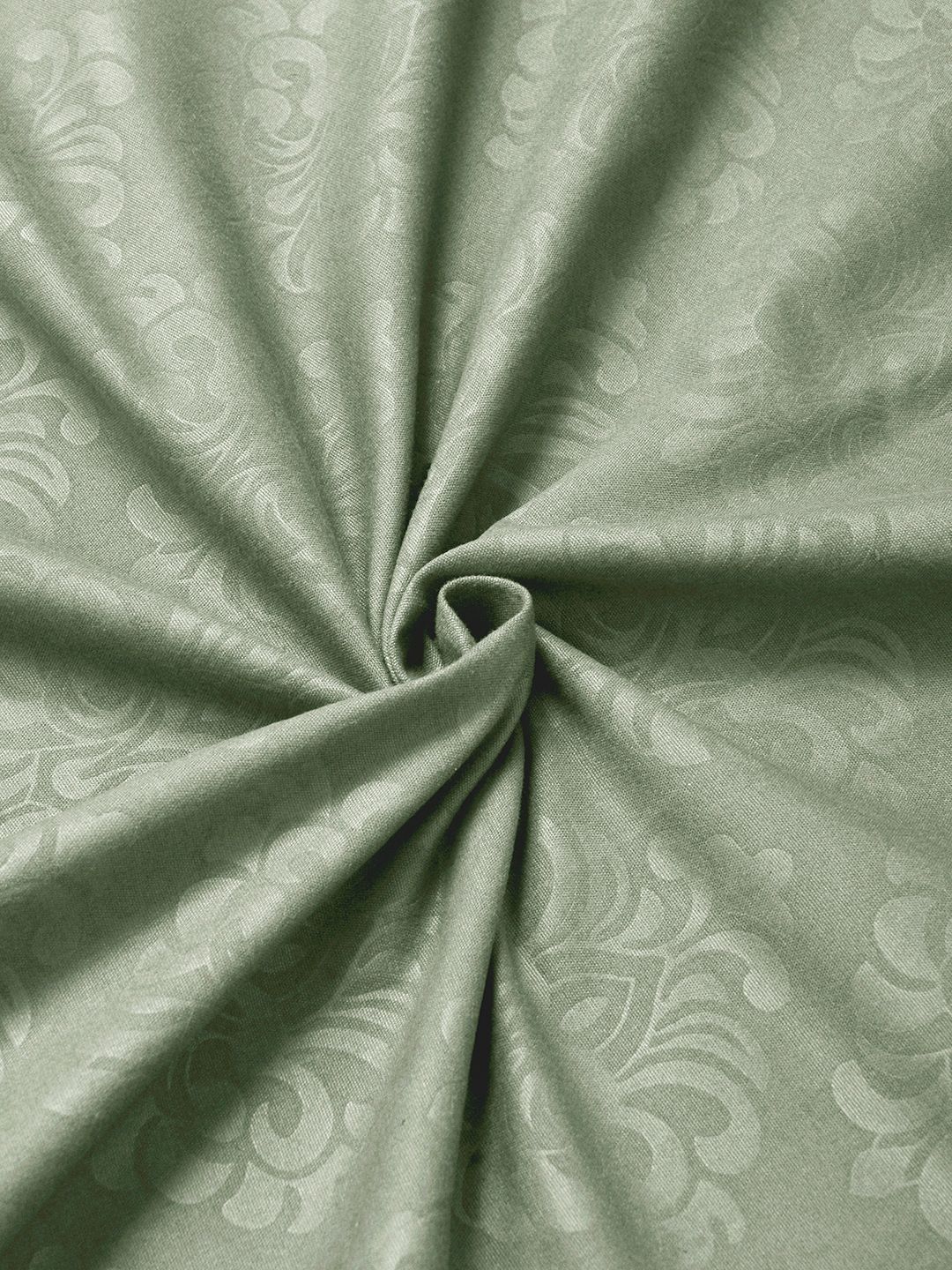 KLOTTHE Green Embossed Fitted 300 TC King Bedsheet With 2 Pillow Covers- 2.5 m x 2.25 m