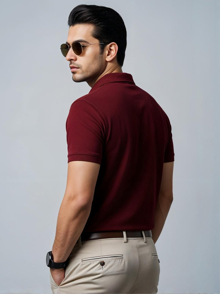 ADRO Men Maroon Cotton Tshirts