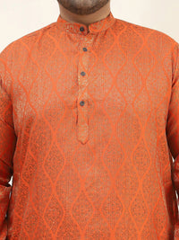 SOJANYA PLUS Geometric Woven Design Mandarin Collar Kurta with Churidar