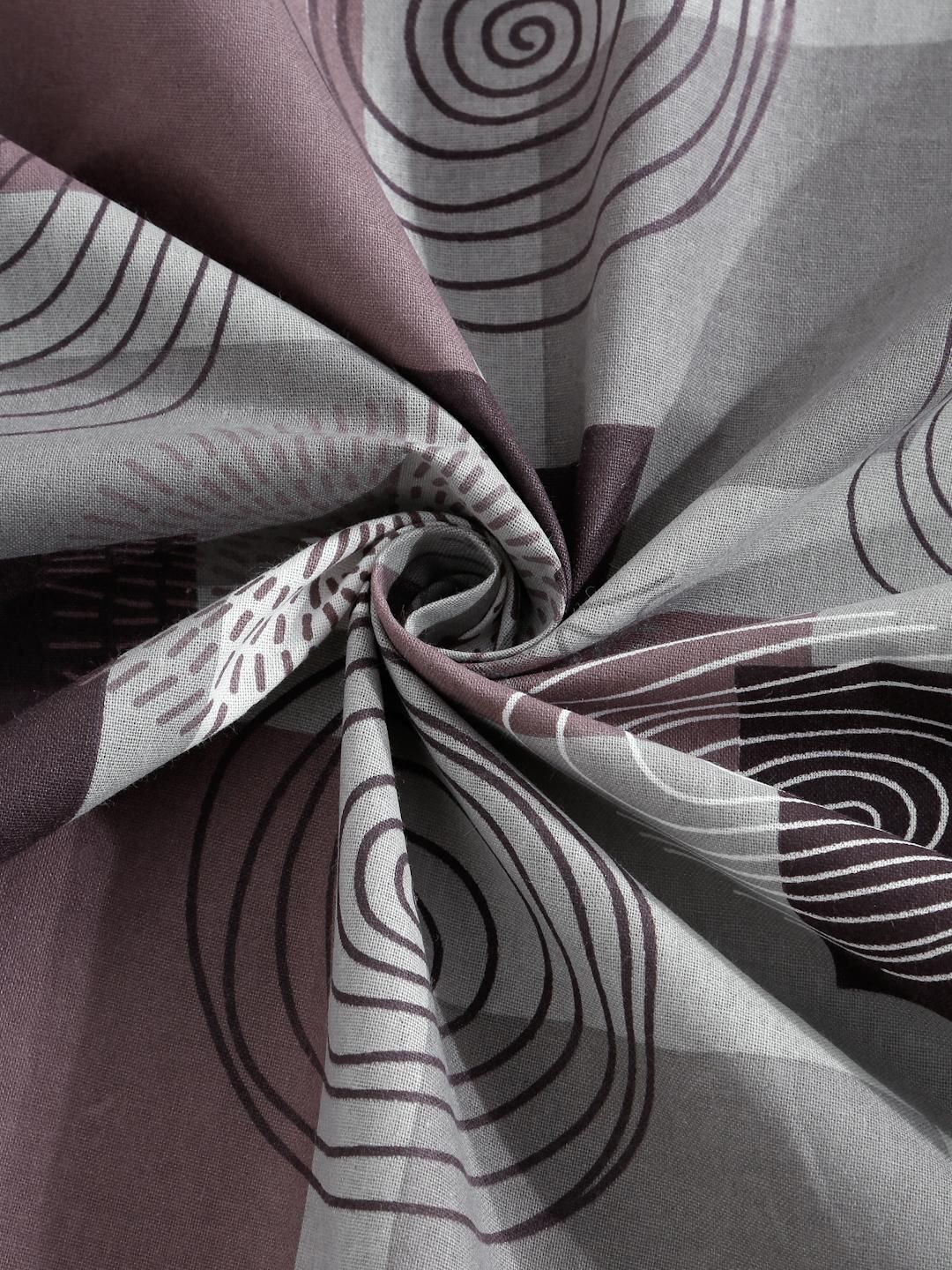 KLOTTHE Purple Geometric Cotton 400 TC King Cadar Halus dengan 2 Sarung Bantal-98 x 89 inci