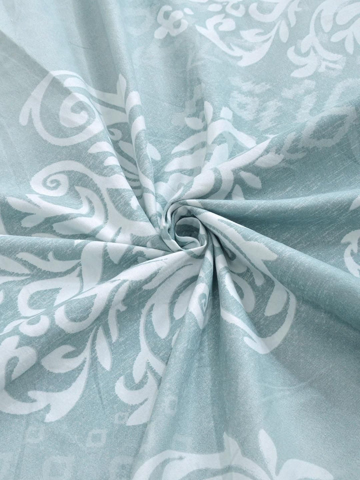 KLOTTHE Motif Etnik Hijau & Putih 300 TC Cadar King dengan 2 Sarung Bantal