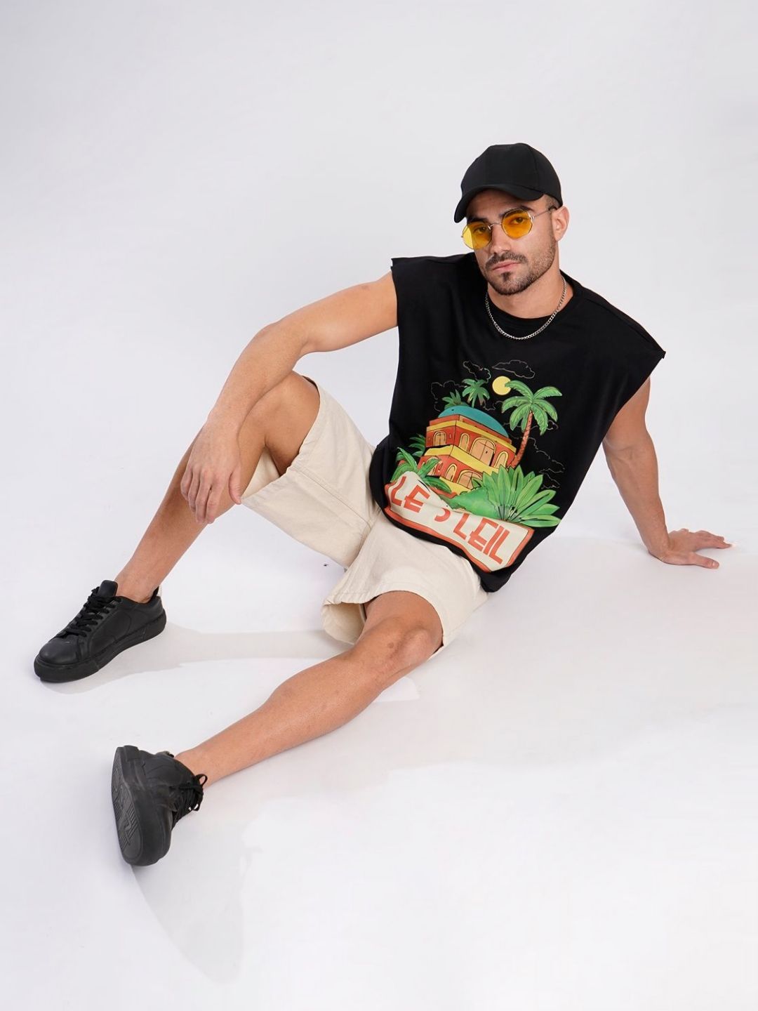 Bene Kleed Men Printed Extended Sleeves Tropical Raw Edge T-shirt