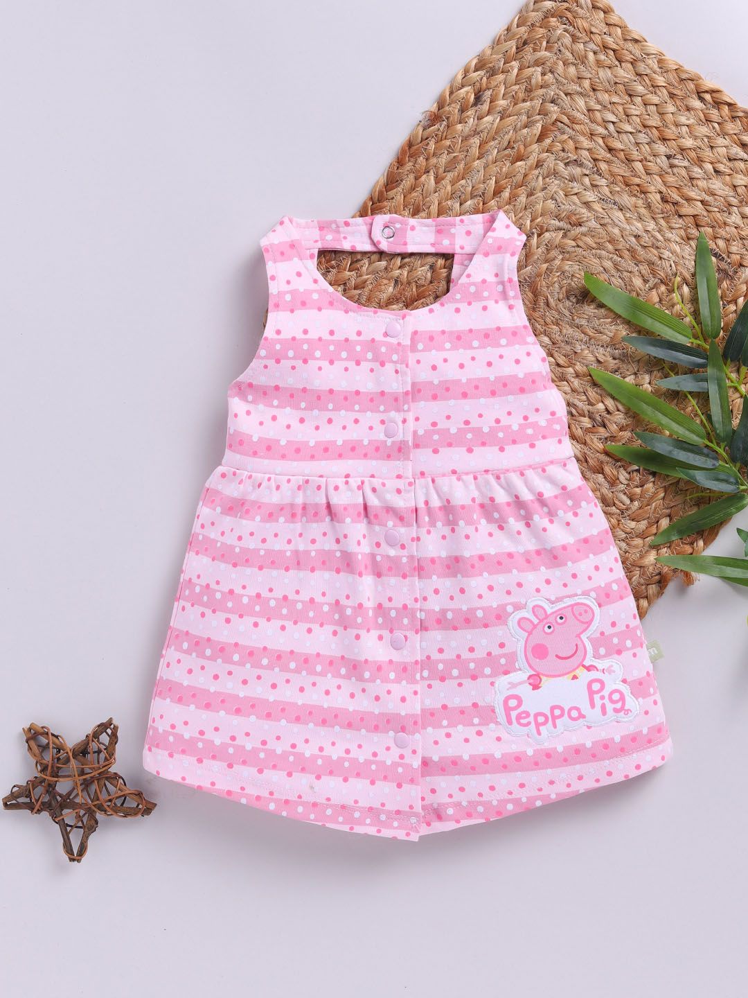 Moms Love Infant Girls Peppa Pig Printed Pure Cotton Fit & Flare Dress